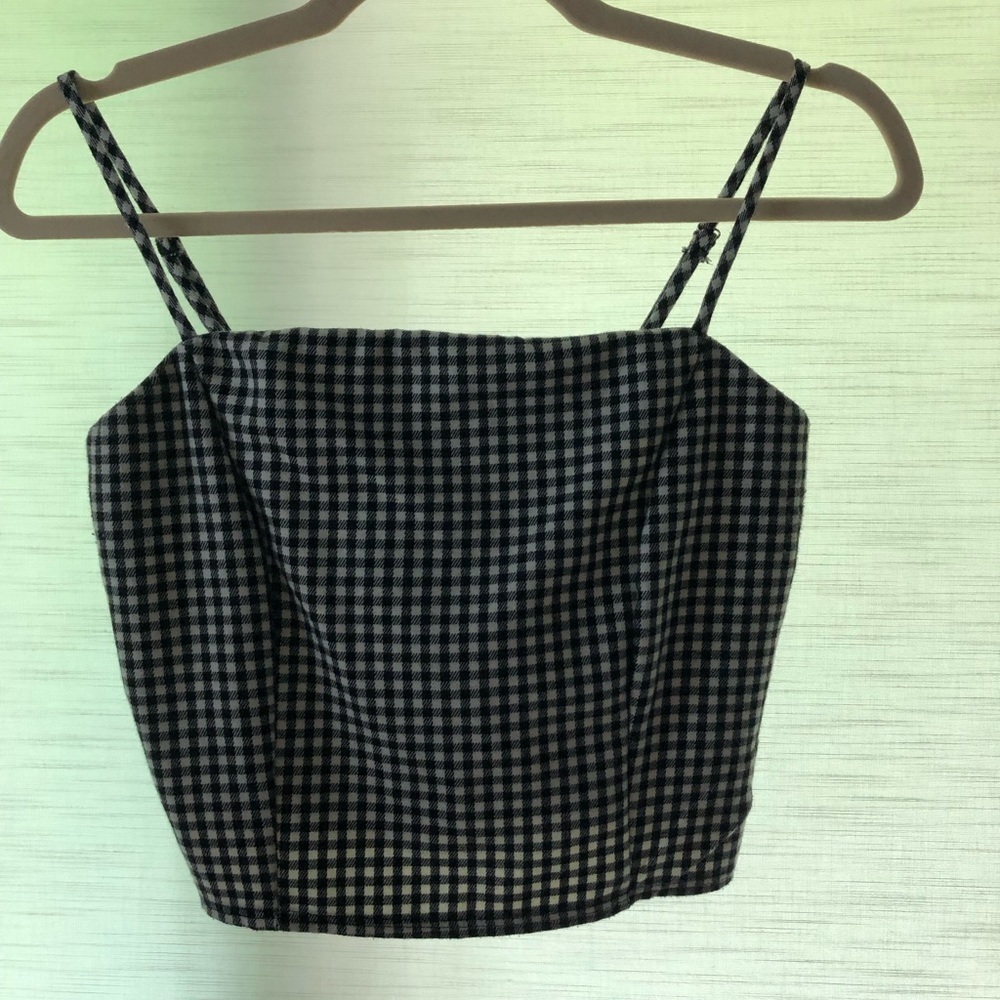 Black and White Fitted Crop Camisole